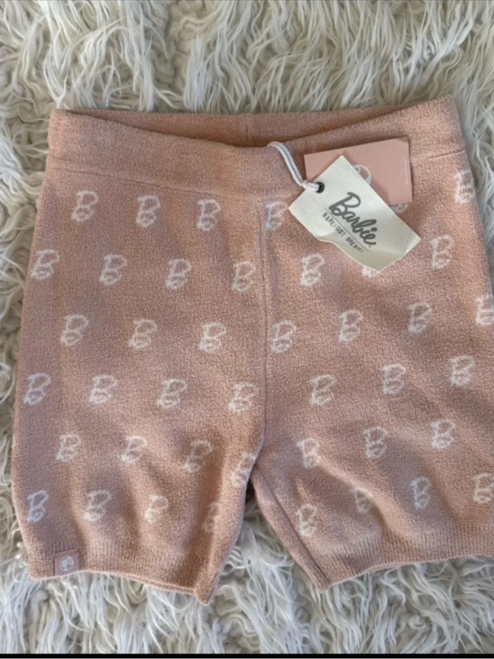 NWT Barefoot Dreams CozyChic Barbie Monogram Biker Shorts